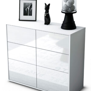 Sideboard Dalida | Korpus Weiß | Front in Hochglanz Weiß | 92x79x35cm (BxHxT)