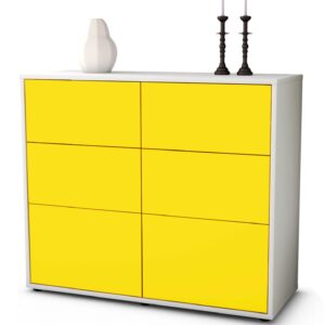 Sideboard Dalida | Korpus Weiß | Front in Gelb | 92x79x35cm (BxHxT)