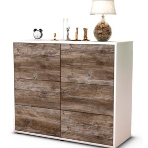 Sideboard Dana | Korpus Weiß | Front in Treibholz Holz Optik | 92x79x35cm (BxHxT)