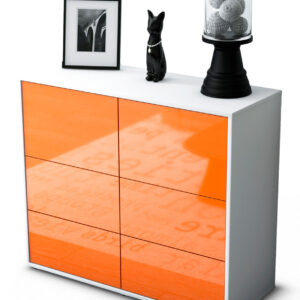 Sideboard Dana | Korpus Weiß | Front in Hochglanz Orange | 92x79x35cm (BxHxT)