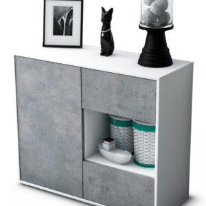 Sideboard Danica | Korpus Weiß | Front in Beton Optik | 92x79x35cm (BxHxT)