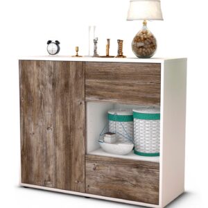 Sideboard Danica | Korpus Weiß | Front in Treibholz Holz Optik | 92x79x35cm (BxHxT)