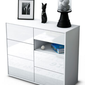 Sideboard Dariella | Korpus Weiß | Front in Hochglanz Weiß | 92x79x35cm (BxHxT)