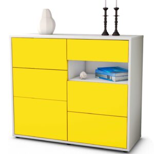 Sideboard Dariella | Korpus Weiß | Front in Gelb | 92x79x35cm (BxHxT)