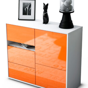 Sideboard Davina | Korpus Weiß | Front in Hochglanz Orange | 92x79x35cm (BxHxT)