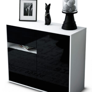 Sideboard Davina | Korpus Weiß | Front in Hochglanz Schwarz | 92x79x35cm (BxHxT)