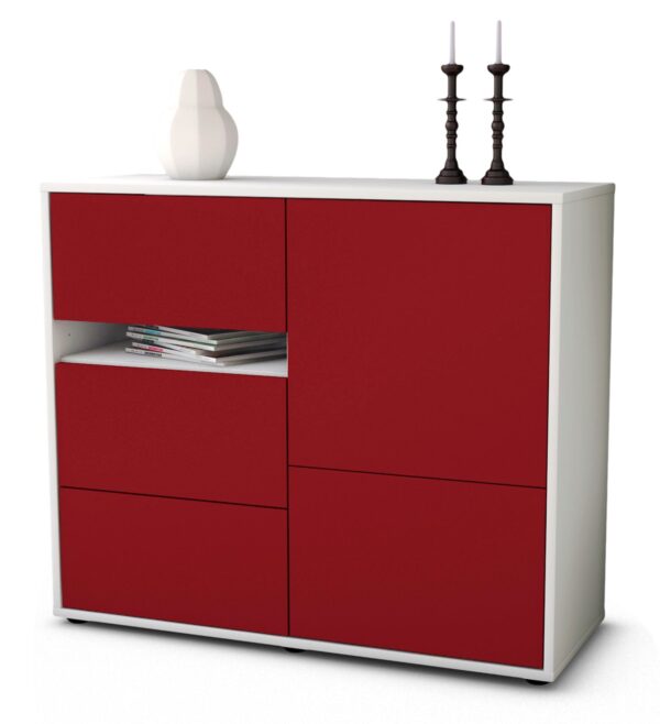 Sideboard Davina | Korpus Weiß | Front in Bordeaux | 92x79x35cm (BxHxT)