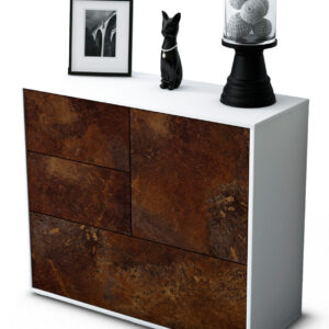 Sideboard Deanna | Korpus Weiß | Front in Rost Optik | 92x79x35cm (BxHxT)