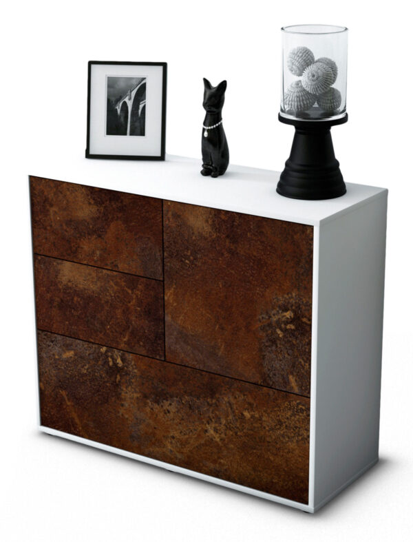 Sideboard Deanna | Korpus Weiß | Front in Rost Optik | 92x79x35cm (BxHxT)