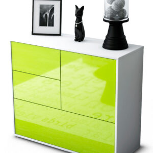 Sideboard Deanna | Korpus Weiß | Front in Hochglanz Grün | 92x79x35cm (BxHxT)