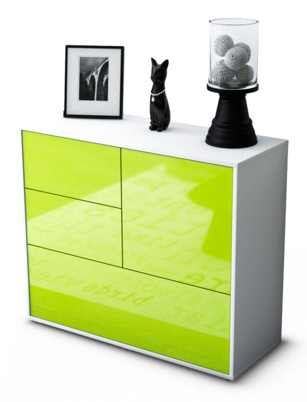 Sideboard Deanna | Korpus Weiß | Front in Hochglanz Grün | 92x79x35cm (BxHxT)