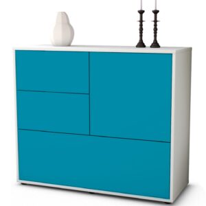 Sideboard Deanna | Korpus Weiß | Front in Türkis | 92x79x35cm (BxHxT)