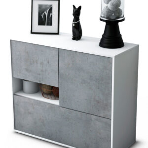 Sideboard Debora | Korpus Weiß | Front in Beton Optik | 92x79x35cm (BxHxT)