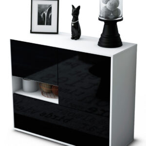 Sideboard Debora | Korpus Weiß | Front in Hochglanz Schwarz | 92x79x35cm (BxHxT)