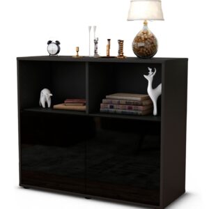 Sideboard Camilla | | Front in Hochglanz Schwarz | 92x79x35cm (BxHxT)
