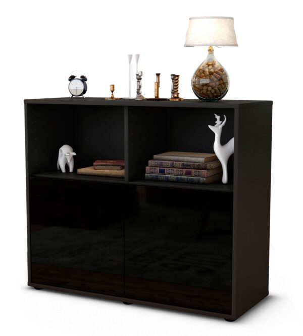 Sideboard Camilla | | Front in Hochglanz Schwarz | 92x79x35cm (BxHxT)