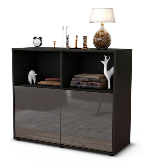 Sideboard Camilla | | Front in Hochglanz Grau | 92x79x35cm (BxHxT)