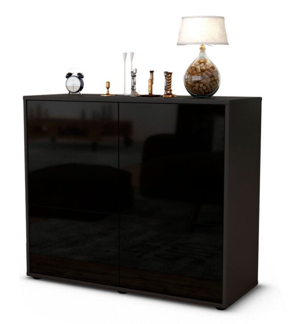Sideboard Cara | | Front in Hochglanz Schwarz | 92x79x35cm (BxHxT)