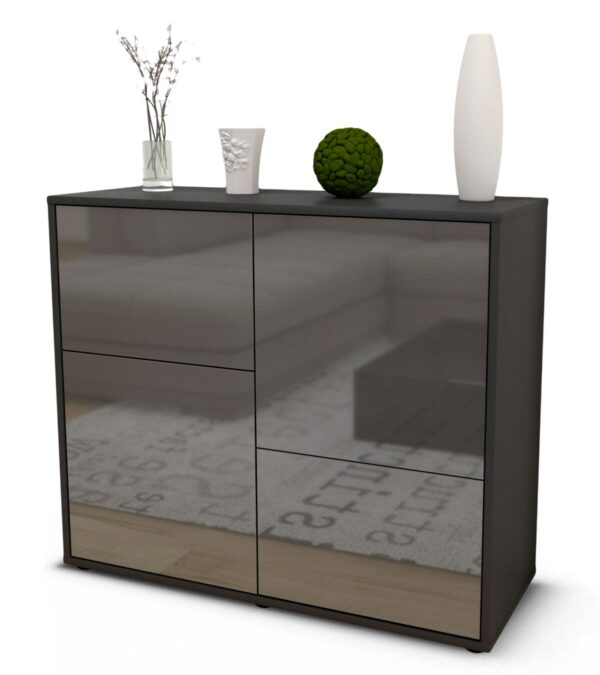Sideboard Carla | | Front in Hochglanz Grau | 92x79x35cm (BxHxT)
