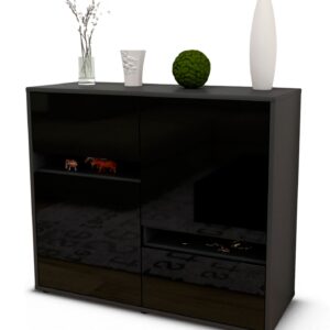 Sideboard Carlotta | | Front in Hochglanz Schwarz | 92x79x35cm (BxHxT)