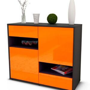 Sideboard Carmelina | | Front in Hochglanz Orange | 92x79x35cm (BxHxT)
