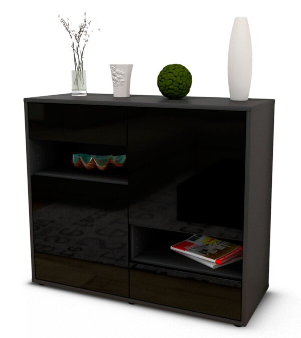 Sideboard Carmelina | | Front in Hochglanz Schwarz | 92x79x35cm (BxHxT)
