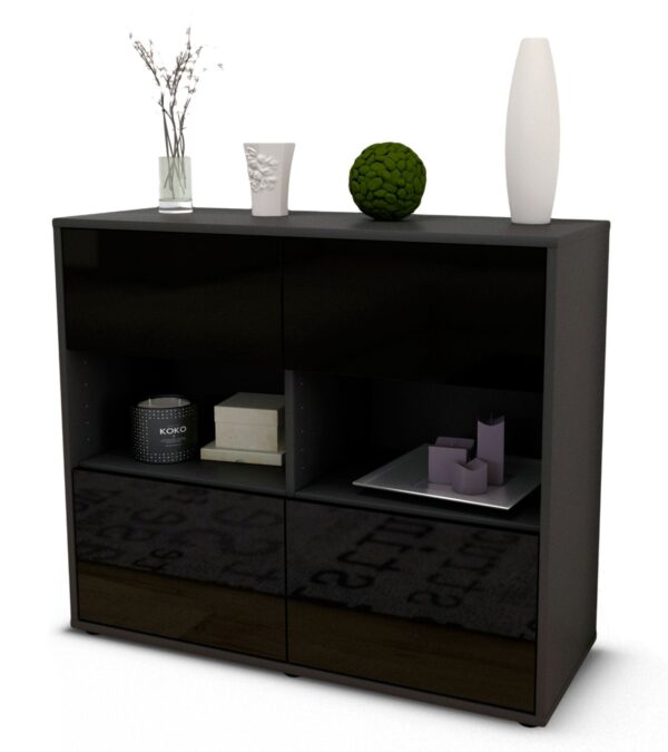 Sideboard Carmen | | Front in Hochglanz Schwarz | 92x79x35cm (BxHxT)