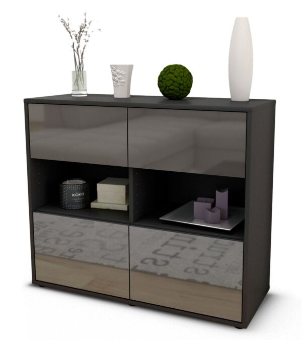 Sideboard Carmen | | Front in Hochglanz Grau | 92x79x35cm (BxHxT)