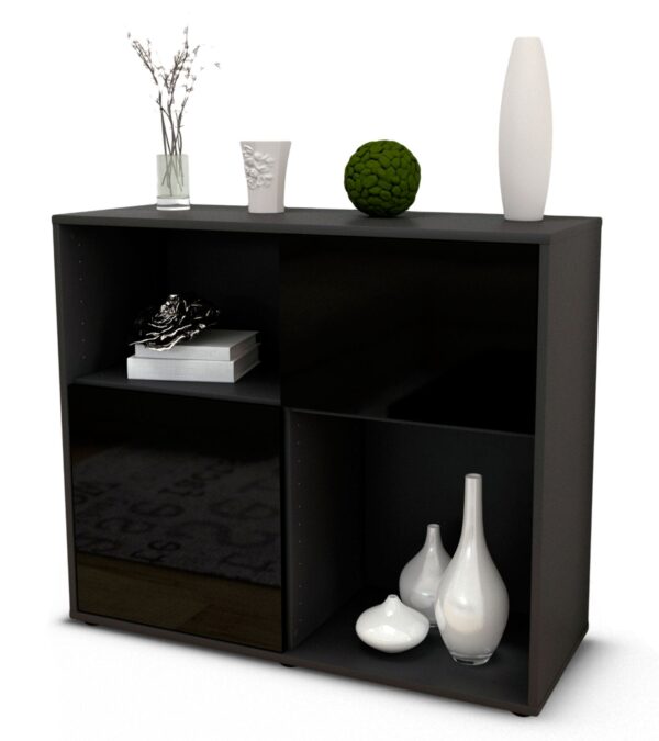 Sideboard Carola | | Front in Hochglanz Schwarz | 92x79x35cm (BxHxT)