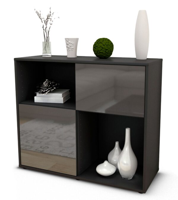 Sideboard Carola | | Front in Hochglanz Grau | 92x79x35cm (BxHxT)