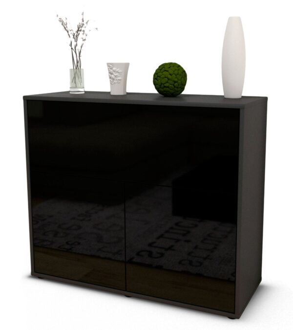 Sideboard Carolin | | Front in Hochglanz Schwarz | 92x79x35cm (BxHxT)