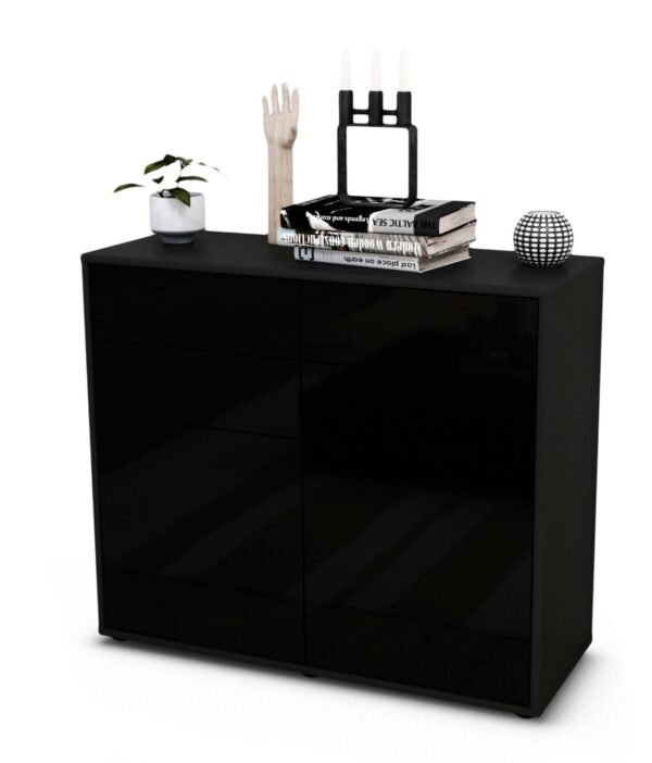 Sideboard Celia | | Front in Hochglanz Schwarz | 92x79x35cm (BxHxT)