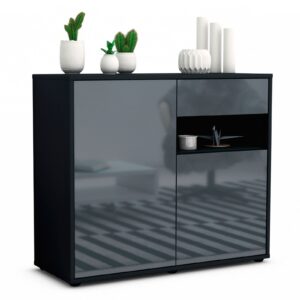 Sideboard Charlotta | | Front in Hochglanz Grau | 92x79x35cm (BxHxT)