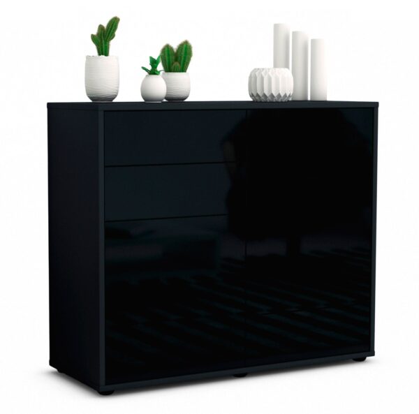 Sideboard Ciara | | Front in Hochglanz Schwarz | 92x79x35cm (BxHxT)