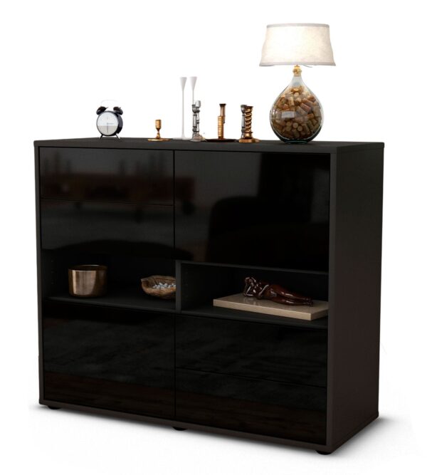 Sideboard Claudia | | Front in Hochglanz Schwarz | 92x79x35cm (BxHxT)