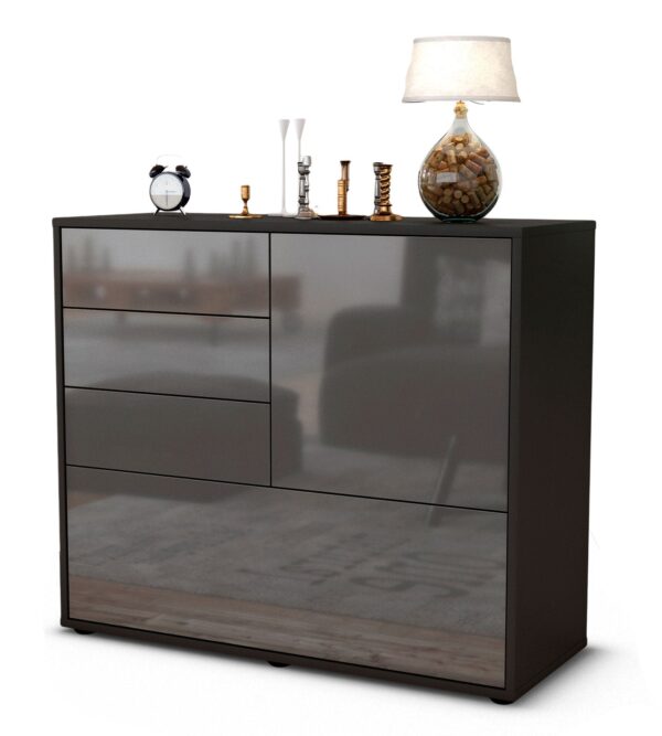Sideboard Corina | | Front in Hochglanz Grau | 92x79x35cm (BxHxT)