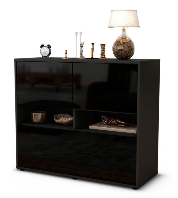 Sideboard Cornelia | | Front in Hochglanz Schwarz | 92x79x35cm (BxHxT)