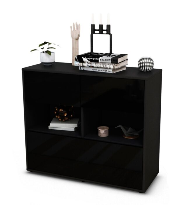 Sideboard Cosima | | Front in Hochglanz Schwarz | 92x79x35cm (BxHxT)