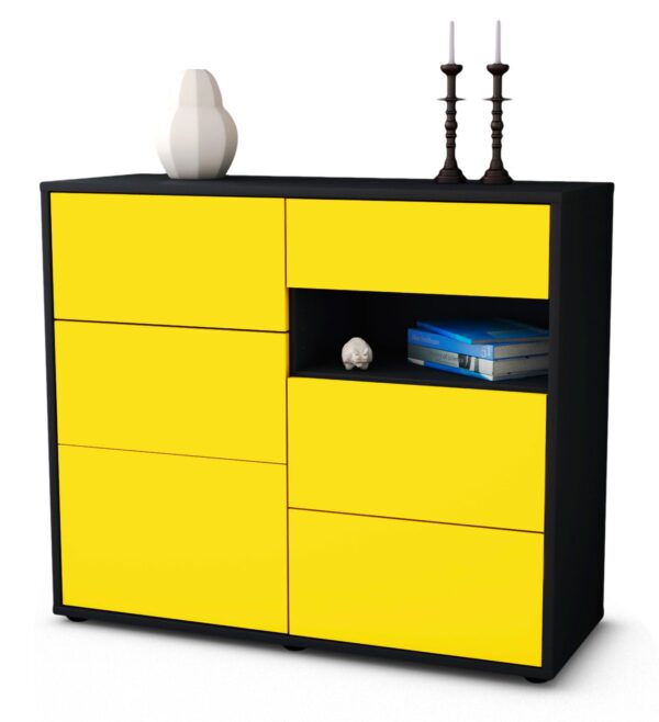Sideboard Dariella | Korpus Anthrazit | Front in Gelb | 92x79x35cm (BxHxT)
