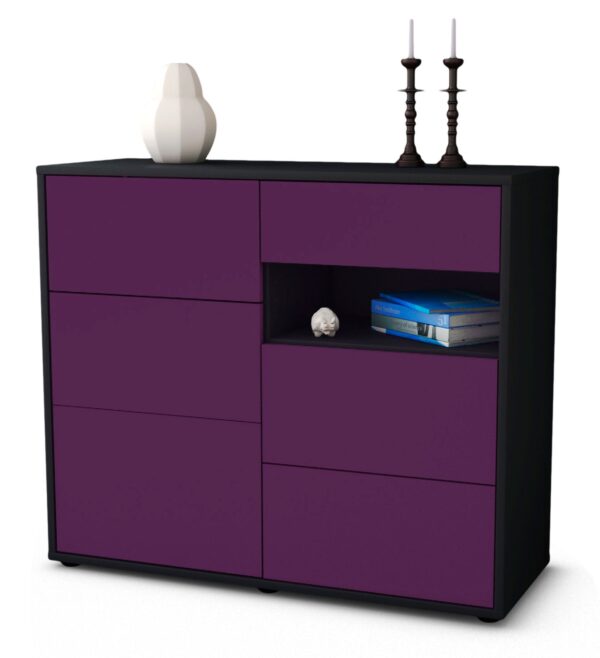Sideboard Dariella | Korpus Anthrazit | Front in Lila | 92x79x35cm (BxHxT)