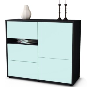 Sideboard Davina | Korpus Anthrazit | Front in Mint | 92x79x35cm (BxHxT)