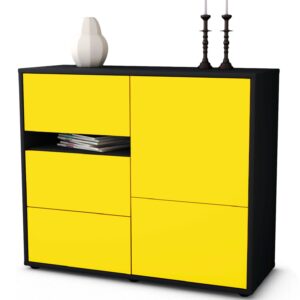 Sideboard Davina | Korpus Anthrazit | Front in Gelb | 92x79x35cm (BxHxT)