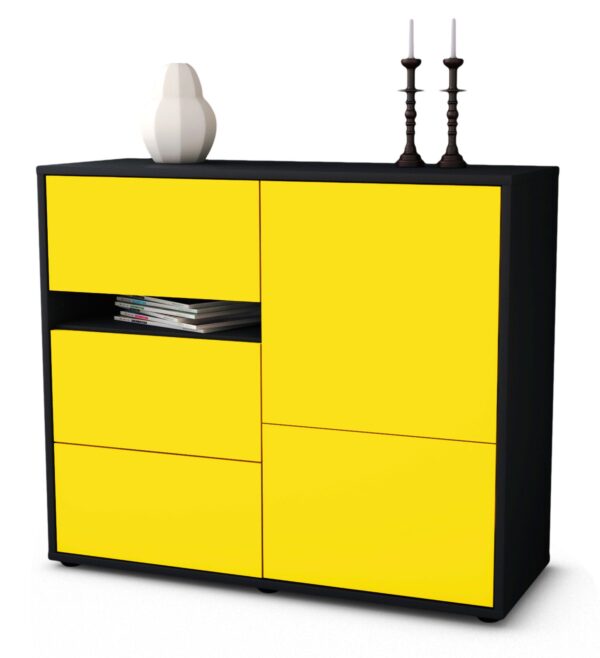 Sideboard Davina | Korpus Anthrazit | Front in Gelb | 92x79x35cm (BxHxT)