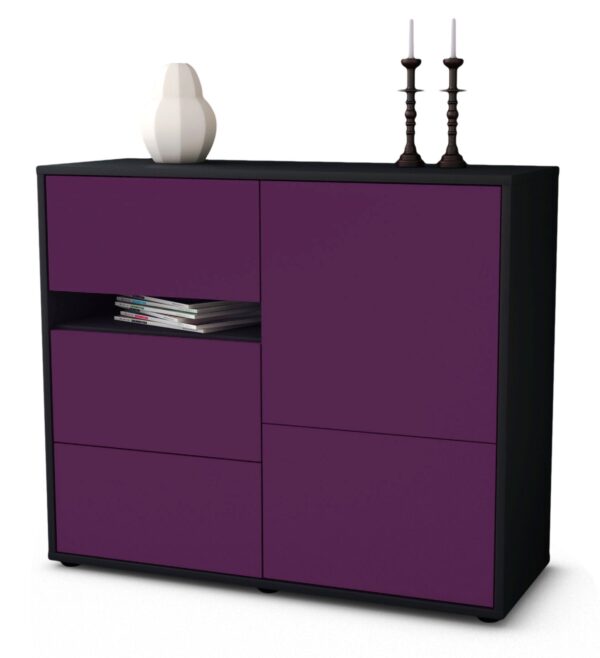 Sideboard Davina | Korpus Anthrazit | Front in Lila | 92x79x35cm (BxHxT)
