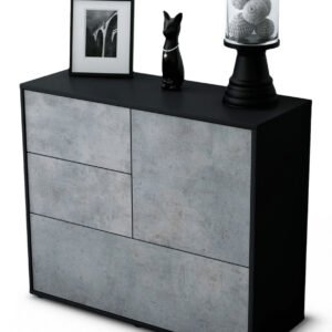 Sideboard Deanna | Korpus Anthrazit | Front in Beton Optik | 92x79x35cm (BxHxT)