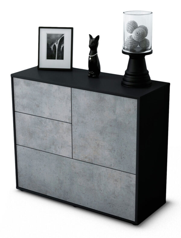 Sideboard Deanna | Korpus Anthrazit | Front in Beton Optik | 92x79x35cm (BxHxT)
