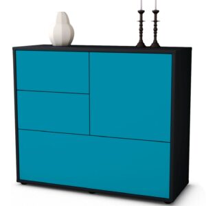 Sideboard Deanna | Korpus Anthrazit | Front in Türkis | 92x79x35cm (BxHxT)