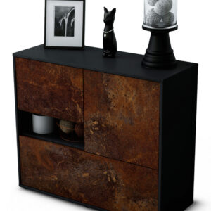 Sideboard Debora | Korpus Anthrazit | Front in Rost Optik | 92x79x35cm (BxHxT)