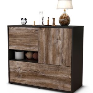Sideboard Debora | Korpus Anthrazit | Front in Treibholz Holz Optik | 92x79x35cm (BxHxT)