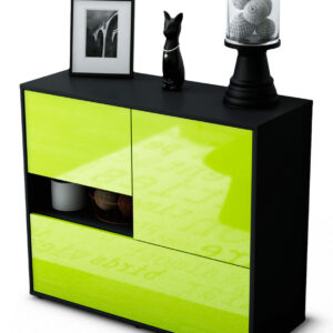 Sideboard Debora | Korpus Anthrazit | Front in Hochglanz Grün | 92x79x35cm (BxHxT)